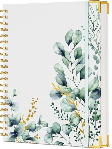 Cuaderno estético en espiral para mujer, 200 páginas, cuadernos rayados de 8.5 x 11 pulgadas, diarios en espiral grandes de tapa dura A4 con papel