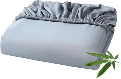 Vista 14 de Sábana bajera ajustable de tamaño individual solo viscosa derivada de bambú, 400 hilos, bolsillo profundo de 8 a 16 pulgadas, sábana inferior que