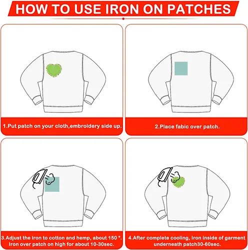 Vista 3 de Kare & Kind Parches bordados de chenilla con forma de corazón para planchar para ropa, camisas, uniformes, vestidos, chaquetas, bolsos, sombreros