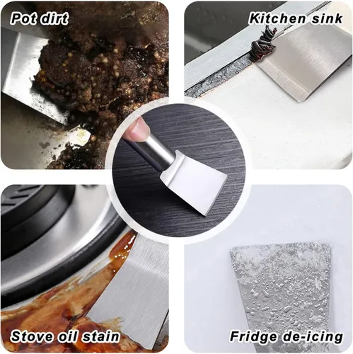 Vista 2 de Juego de cepillos de limpieza de estufa de cocina + juego de herramientas raspadoras, cepillos de alambre de latón para campana extractora