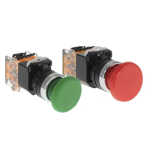 Vista 14 de Interruptor de botón de emergencia, cabeza de hongo verde, para equipos domésticos o industriales, salas de operaciones, cajas de distribución, NO