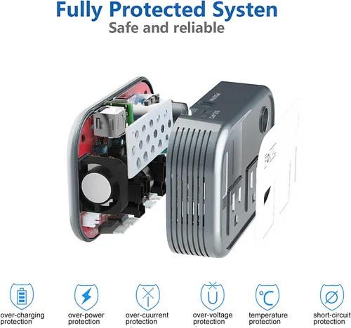 Vista 9 de FOVAL Inversor de corriente para automóvil de 200 W, CC 12 V a 110 V CA, cargador rápido para portátil con convertidor [USB-C PD de 27 W] y puertos