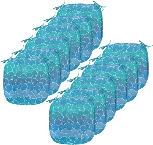 Vista 38 de Lunarable Juego de 4 cojines de asiento para silla, diseño de pétalos de flores de iris florecientes, arte de forma desgastada, acolchado de asiento
