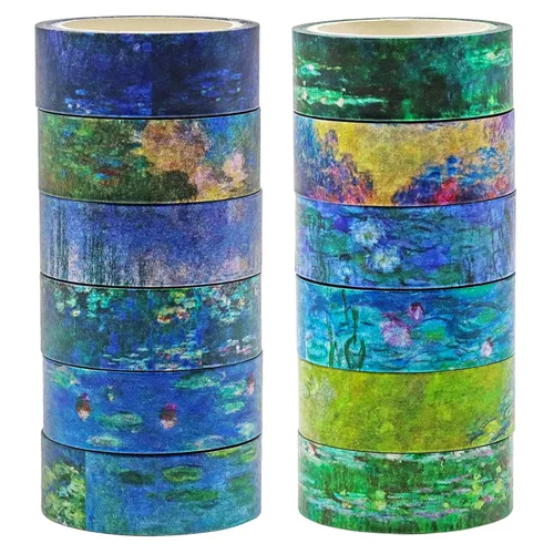 Berkin Arts 12 Rollos de Cinta Adhesiva de Diseños Florales Artísticos - 15 mm de Ancho Cinta Adhesiva Decorativa de Enmascaramiento Cloisonnismo