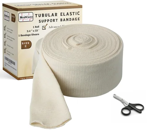 Vista 8 de Vendaje tubular de compresión tamaño A (1.8 pulgadas x 33 pies) – Manga elástica de soporte para codo, antebrazo, pantorrillas delgadas, manga