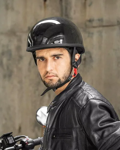 Vista 7 de ILM - Casco de motocicleta con protector solar, correa de liberación rápida, media cara, apto para crucero, scooter, DOT aprobado 883V Brillo negro