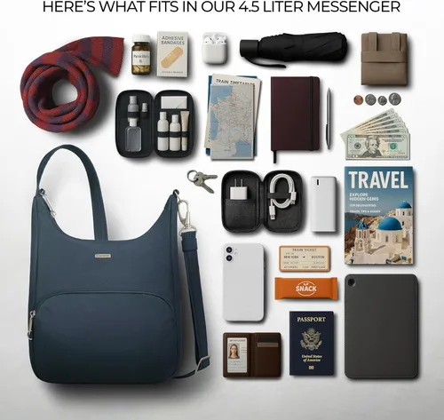 Vista 6 de Travelon Bolsa bandolera clásica antirrobo esencial, color negro