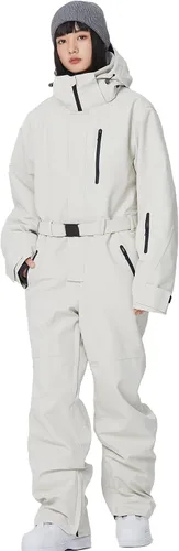 ALSOGO Traje de esquí de una pieza para mujer, overol impermeable con aislamiento para nieve, con cinturón desmontable para deportes de nieve