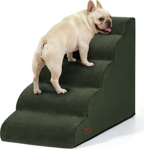 Vista 22 de Aodisman Escaleras para perros pequeños,Rampa para perros de 3 escalones Beige