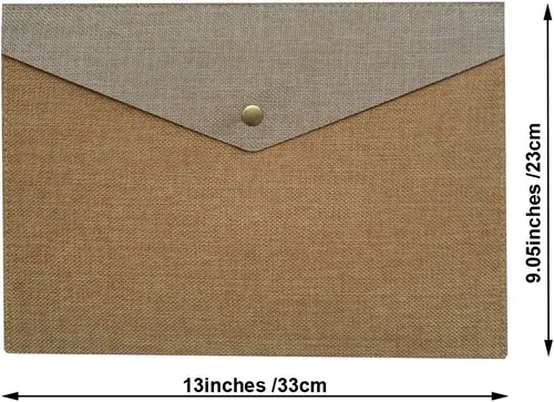 Vista 4 de Carpeta de archivos A4 duradera, portafolio, sobre de fieltro con cierre a presión, juego de 2 unidades, beige y marrón