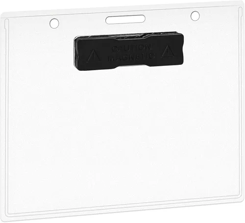 Vista 2 de Yaxa Basics Soporte magnético horizontal para tarjetas de nombre, paquete de 100, transparente