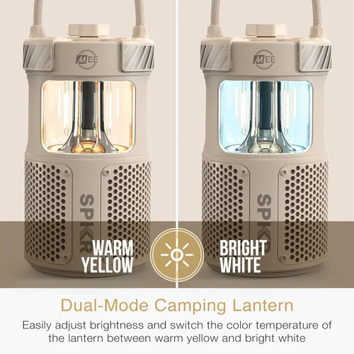 Vista 3 de MEE Audio lightSPKR Altavoz inalámbrico Bluetooth con linterna de campamento: audio de 360°, 3 modos de audio, 2 colores de luz y ajuste de brillo