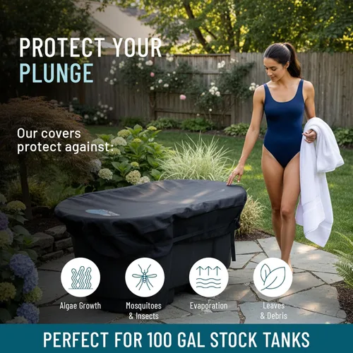 Vista 4 de Polar Protector - Cubierta para Tanque de Reserva Ovalado de 100 Galones Terapia de Agua con Hielo Cubierta para Baño de Hielo Cubierta de Agua Fría