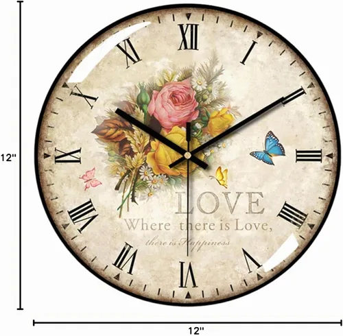 Vista 11 de [Usado] Reloj de pared vintage de 12 pulgadas con esfera de números romanos, reloj de cuarzo, silencioso, sin tic-tac, con esfera de vidrio B