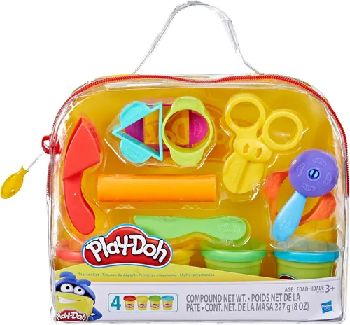 Play-Doh - Set de inicio de 9 piezas con bolsa de almacenamiento y 4 latas de compuesto para modelar, manualidades y artesanías para niños,