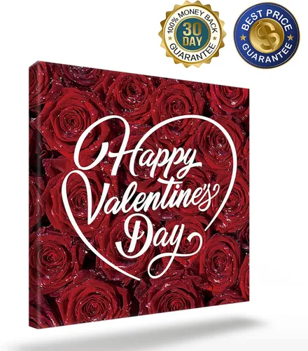 Vista 2 de Bathroom Canvas Wall Art Painting Decor, Happy Valentine's Day Romantic Rose Dream Shining Starlight Love Heart Canvas Prints Modern Artwork