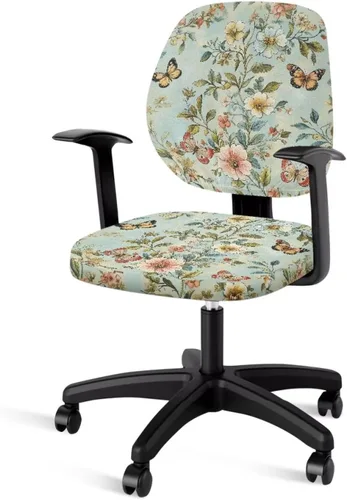 Vista 45 de Funda protectora elástica para silla de oficina con diseño de hongos artísticos, funda giratoria elástica para silla de escritorio, adecuada