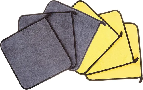 Vista 2 de Paños de limpieza de microfibra sin bordes de alta calidad, paquete de 6 toallas de mano multiusos de 12 x 12 pulgadas para lavado y detalles