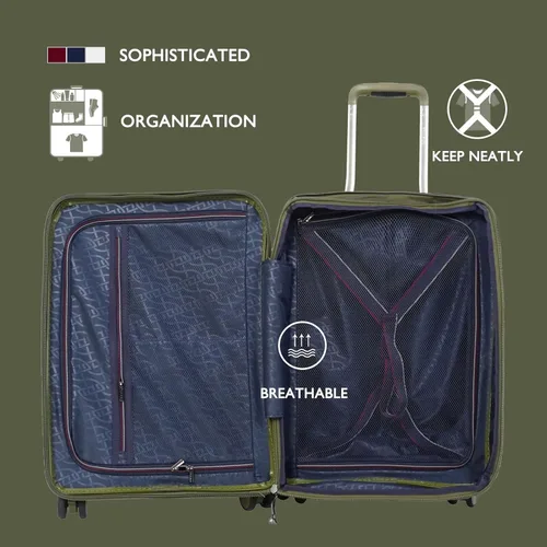 Vista 7 de Verage Rome - Juego de maletas, maleta rígida ligera y duradera con ruedas giratorias, Verde (Moss Green), Equipaje de mano expandible Hardside