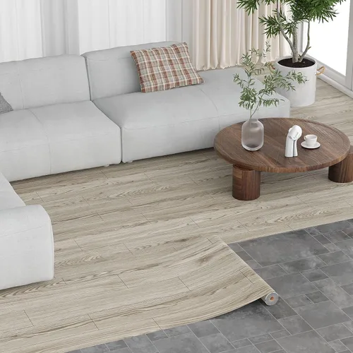 Vista 10 de Oxdigi Rollo de vinilo autoadhesivo para suelos de 24 x 118 pulgadas / 19 pies cuadrados, azulejos de vinilo autoadhesivos en blanco y negro