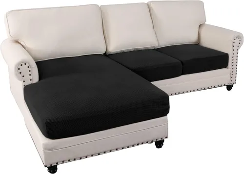 Vista 28 de MIFXIN Fundas para sofá modular, 3 piezas, funda de asiento de sofá de terciopelo elástico en forma de L, funda de cojín separada, protector