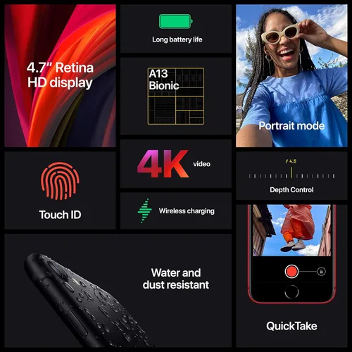 Vista 6 de Apple iPhone SE, 64 GB, rojo - bloqueado a cricket (renovado)