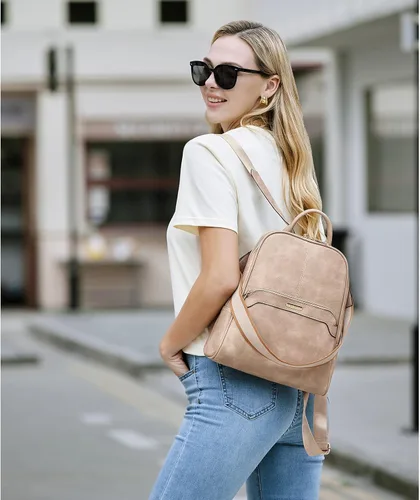 Vista 2 de CLUCI Mochila para mujer, mochila de viaje, de cuero, convertible, de diseño, bolsas de hombro