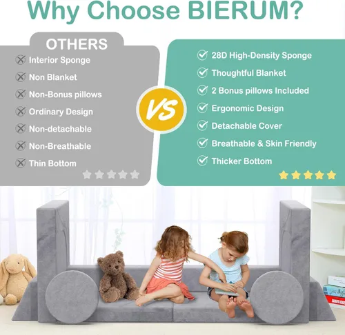 Vista 41 de BIERUM Sofá para niños, 6 piezas, sofá infantil para dormitorio, sala de juegos, sofá multifuncional para desarrollar la inteligencia