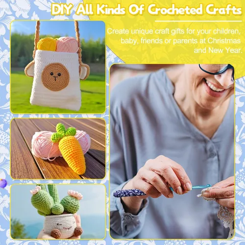 Vista 16 de Coopay Ganchos de ganchillo cálidos para abuela, agujas de ganchillo de agarre suave de aluminio para ganchillo, gancho de tejer para manualidades