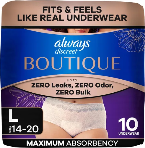 Vista 29 de Always Discreet Boutique - Ropa interior para incontinencia y posparto para mujer, máxima protección, talla S/M, negro, 12