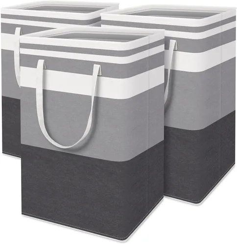 Vista 12 de HomeHacks Cesta grande de lavandería, canasta de lavandería impermeable, cesta de ropa independiente, cesta alta plegable con asas extendidas