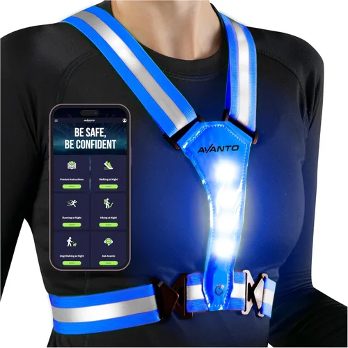 Vista 8 de Chaleco Reflectante LED Avanto, Original, Equipo Reflectante para Correr Recargable USB-C, Luces para Corredores, Equipo de Alta Visibilidad