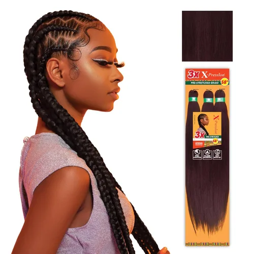 Vista 16 de Sensationnel X-Pression - Trenzas sintéticas prestiradas, 3 unidades, 58 pulgadas, negro azabache 1