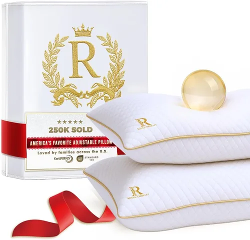 Vista 25 de Royal Therapy - Almohada de espuma viscoelástica Queen, almohada de espuma triturada ajustable sin olor para el alivio del dolor de cuello