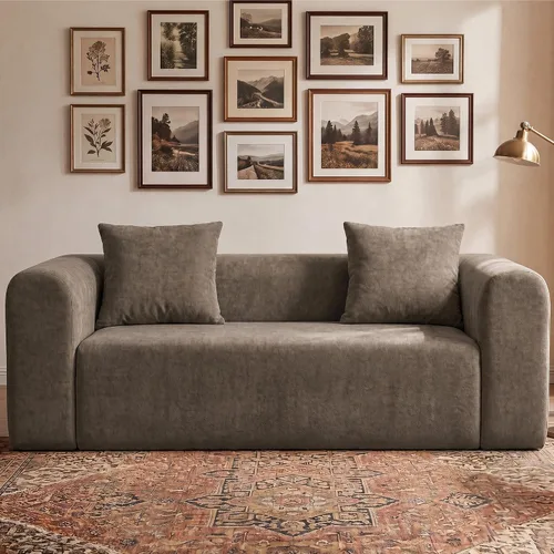 Vista 43 de Claiks Sofá modular deshuesado de 123 pulgadas, sofá en forma de L para sala de estar, sofá moderno de asiento profundo de 3 plazas, tela de Gris