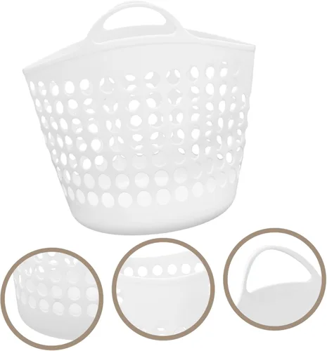 Vista 3 de Cabilock Cesta de lavandería portátil con asa para ropa de baño, cesta de almacenamiento ventilada para lavandería, cestas de almacenamiento, cesta