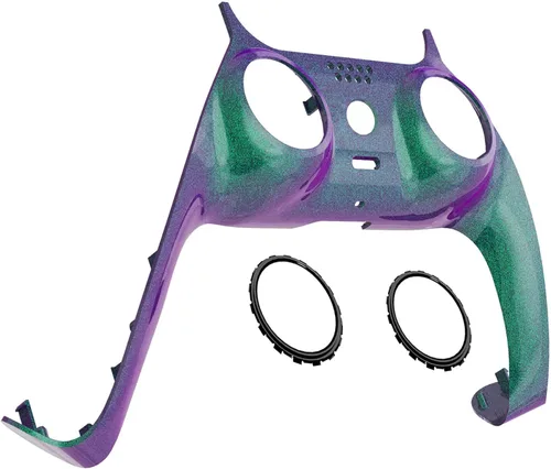 eXtremeRate Carcasa Decorativa Brillante Verde Camaleón Morado Compatible con Controlador p s 5, Carcasa de Clip de Repuesto DIY, Cubierta de Placas