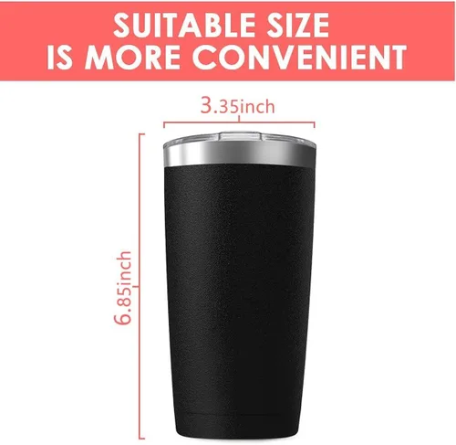Vista 15 de Vaso de viaje de 20 oz, aislado al vacío, con tapa, de acero inoxidable, doble pared; taza térmica de café para el hogar, la oficina, al aire libre