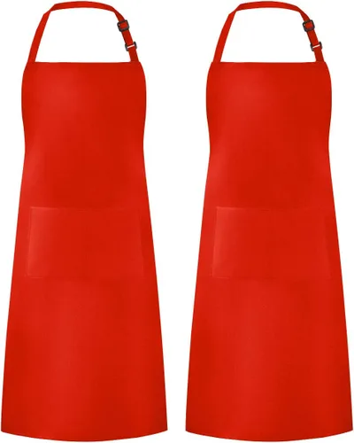 Vista 30 de Syntus Delantal ajustable con 2 bolsillos, delantales de cocina para mujeres, hombres, chef