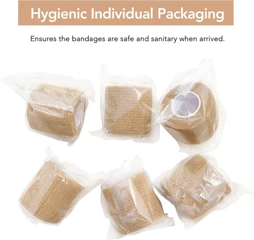 Vista 7 de Vendaje cohesivo de 2 pulgadas x 5 yardas, 6 rollos, cinta médica autoadhesiva, flexible, transpirable, gasa de primeros auxilios, ideal