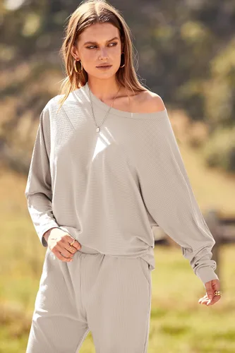 Vista 5 de PRETTYGARDEN - Conjuntos de moda de otoño para mujer, conjunto deportivo de 2 piezas, jersey de manga larga unicolor, pantalones largos, conjunto