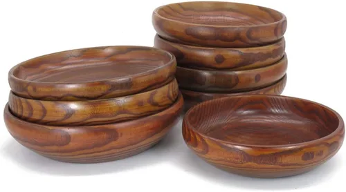 Vista 5 de ONDIAN CHUNCIN - Cuenco de madera plano para servir, cuencos decorativos Creative Naturals hechos de madera de azufaifo natural para sopa, ramen