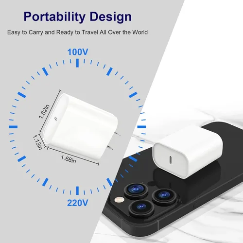 Vista 8 de Cargador rápido para iPhone, [certificado Apple MFi] 20 W PD USB C bloque de cargador de pared con cable de sincronización de datos de carga tipo C