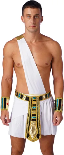 Disfraz de Toga de dios griego antiguo para hombre, un hombro, falda de guerrero de caballero, traje de tirantes