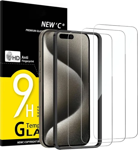 Vista 31 de NEW'C Paquete de 3 protectores de pantalla diseñados para iPhone 14, iPhone 13, iPhone 13 Pro (6.1 pulgadas), protección de vidrio templado