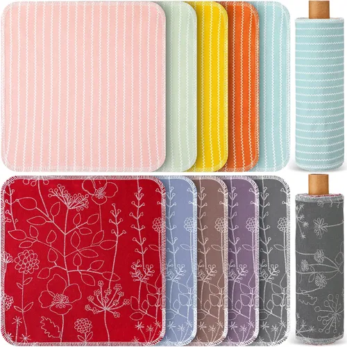 Vista 14 de Redbaker 50 piezas de toallas de papel reutilizables paños de algodón lavables sin papel toallitas absorbentes para inodoro toallas de papel