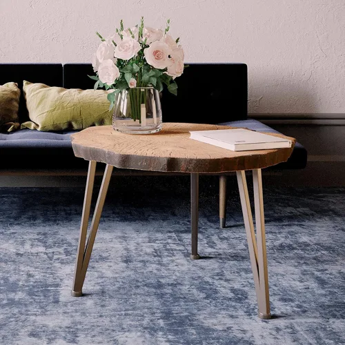 Vista 4 de SUNBURY Mesa auxiliar para interiores y exteriores, mesa auxiliar de hormigón de aspecto de madera de 31 pulgadas, moderna mesa de centro redonda