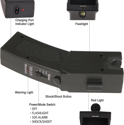 Vista 3 de GOAEO Pistola aturdidora resistente de autodefensa para hombres y mujeres, rango de 15 pies, carga dolorosa de 1.80 µC, linterna LED, interruptor