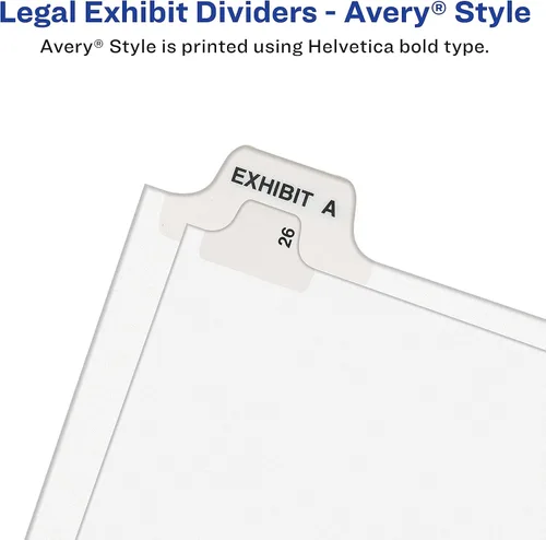 Vista 5 de Avery 01335 Legal Exhibit Divisor, pestañas laterales 126-150, tamaño carta, blanco 25/juego