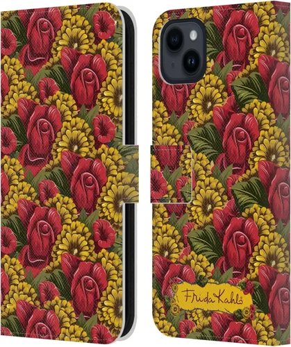 Vista 114 de Head Case Designs Funda con licencia oficial de Frida Kahlo Portrait Red Florals - Funda de piel tipo cartera compatible con Apple iPhone 14 Pro